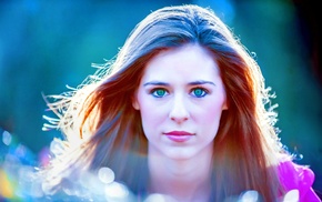 girl, green eyes, looking at viewer