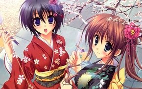 anime girls, kimono