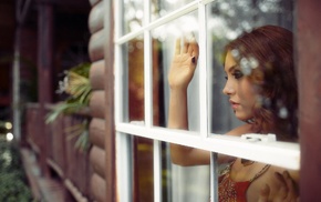 girl, model, window