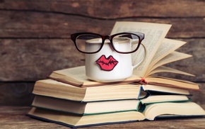 glasses, lips, photography, cup, books