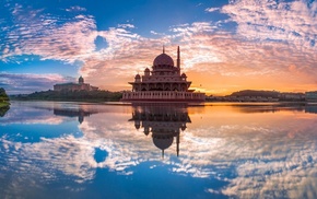 clouds, landscape, reflection