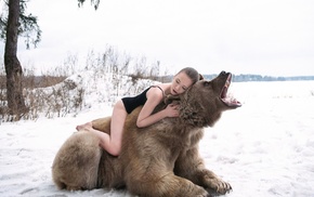 Hugos, girl, snow, winter, model, bears