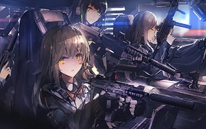 anime, weapon, car, anime girls, original characters, gun