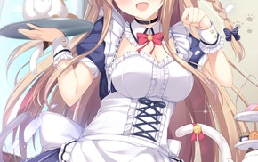 original characters, cleavage, anime, maid outfit, tail, anime girls