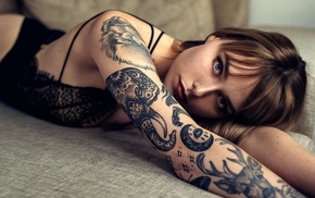 model, girl, tattoo