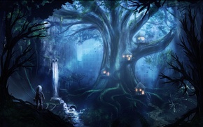 artwork, night, fantasy art, forest