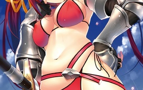 bikini armor, sword, anime girls, twintails, original characters, bikini