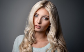 blonde, Ann Sophie, simple background, portrait, girl, face