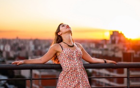 sunset, model, girl