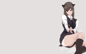 nekomimi, anime, school uniform, animal ears, skirt, tail