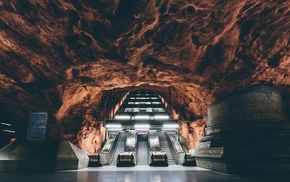rock formation, underground, Sweden, subway, rock, Stockholm
