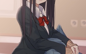 school uniform, anime, original characters, anime girls, sweater