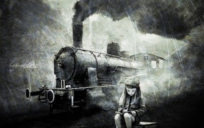 steam locomotive, artwork