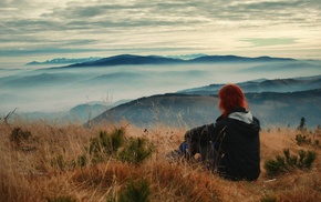 landscape, girl, redhead