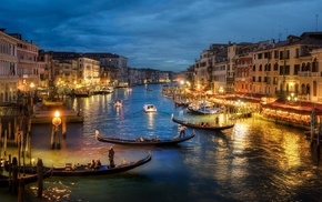 architecture, evening, lights, Venice, landscape, photography