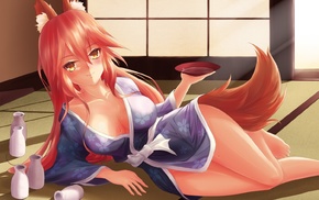 kitsunemimi, FateGrand Order, kimono, fox girl, cleavage, Caster FateExtra