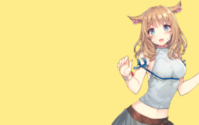 cat girl, animal ears, anime girls, anime, Final Fantasy XIV, ribbon