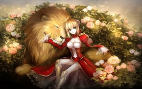 lion, rose, FateExtra CCC, Saber, Saber Extra, Fate Series