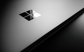 wooden surface, Windows 10, logo, Microsoft, laptop, Microsoft Windows