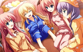 visual novel, pink pajamas, Akatsuki no Goei, anime girls, Kurayashiki Tae, Nikaidou Aya