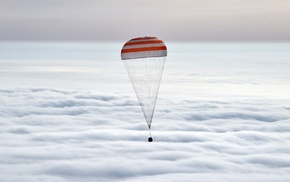 Roscosmos, clouds, parachutes, NASA, Soyuz, Roscosmos State Corporation