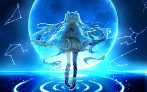 Vocaloid, Hatsune Miku, anime girls, Moon, anime