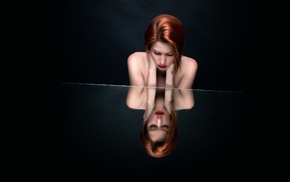 model, redhead, girl, reflection