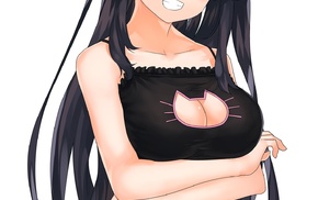 cat keyhole bra, anime girls, cleavage, bra, anime, original characters