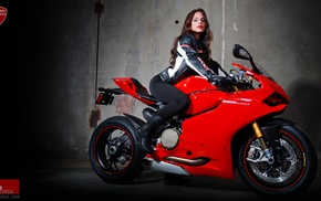 motorcycle, Ducati 1199, girl with bikes