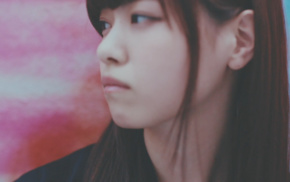 Asian, girl, auburn hair, Nogizaka46, looking away, face