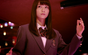 straight hair, girl, Nogizaka46, long hair, looking away, Asian