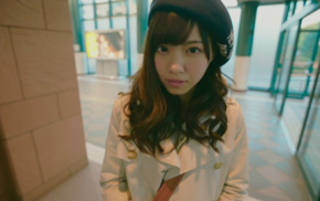 girl, looking at viewer, long hair, Nogizaka46, hat, brown eyes