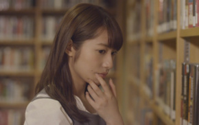 Asian, looking away, girl, brunette, library, Nogizaka46