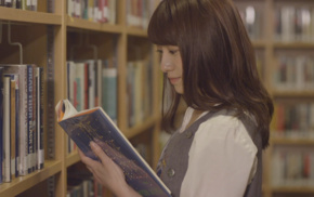 Nogizaka46, brunette, girl, library, Asian, books