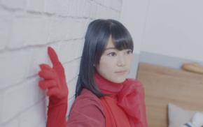 Nogizaka46, red dress, Asian, looking away, wall, girl