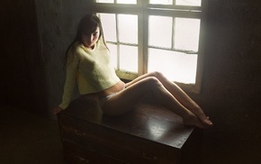 girl, model, Michelle Lit, window