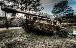weapon, tank, military, wreck, HDR