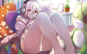 anime, Super Sonico, Nitroplus, bedroom, anime girls, glasses