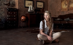 blonde, Alice Tarasenko, girl, sitting, interior, model