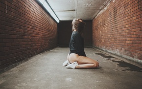 girl, ass, kneeling, sneakers