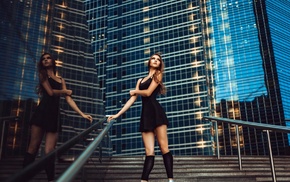 lips, girl, city, eyes, long hair