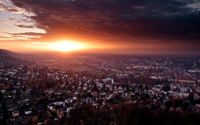 sunset, Germany, sky, city