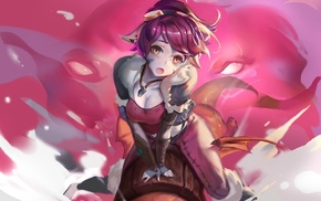 anime girls, Tristana, ponytail, anime, League of Legends, cleavage
