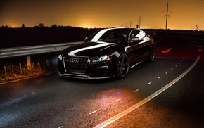 Audi, sunset, car, road