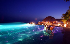 Maldives, beach, sky, swimming pool, hotel, chair
