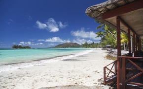Seychelles, white, sand, nature, palm trees, beach