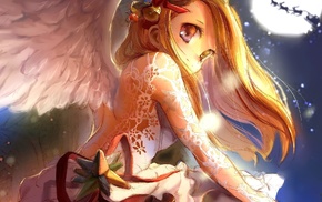 wings, anime girls, Christmas, original characters, blonde, anime