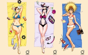 Street Fighter, beach, anime girls, anime, bikini