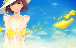 anime, anime girls, dress, hat, original characters, flower petals