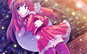 anime girls, Christmas, anime, original characters, thigh, highs